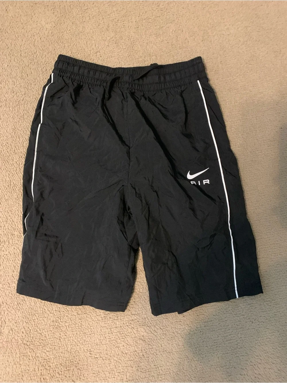 Nike Air Youth Vintage Black Woven Shorts with White Piping